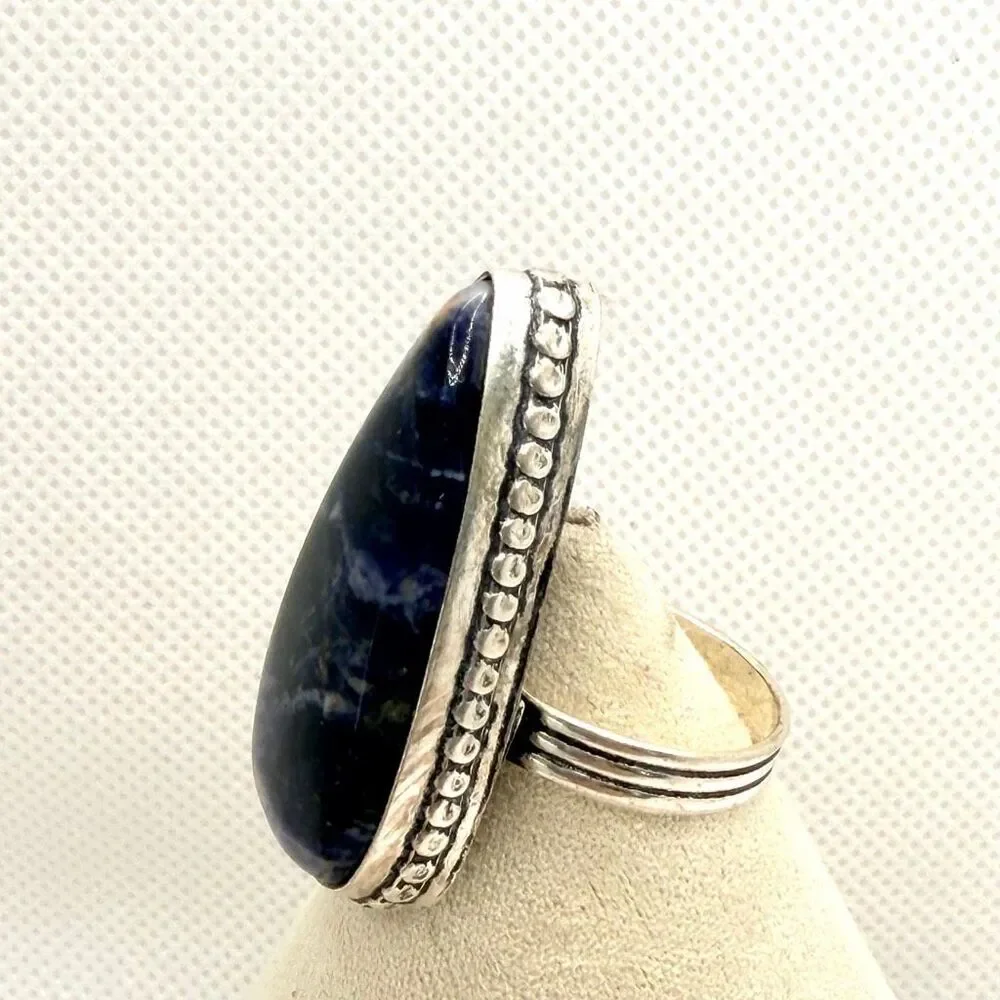 Sodalite Teardrop Statement Ring